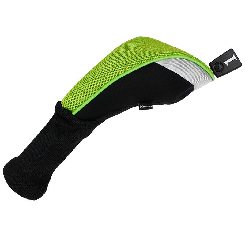 Andux 4pcs/Set Mesh Golf 460cc Driver Fairway Wood Club Head Covers Long Neck with No. Tags Black/Green - Image 5